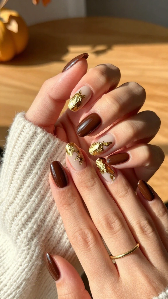 Gilded Gold Leaf on Chocolate Brown