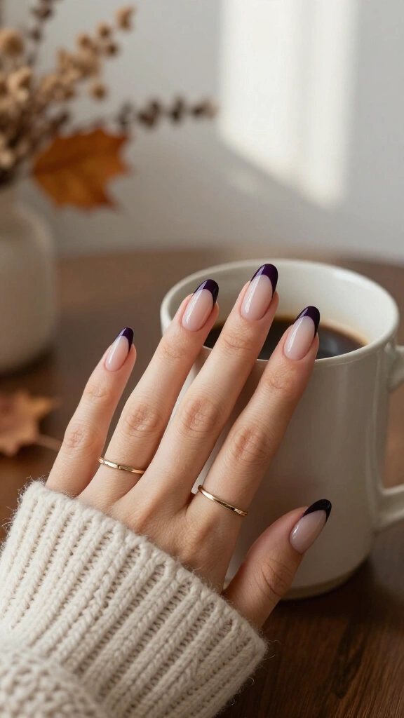 Moody Blackberry French Tips