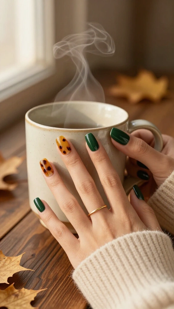Tortoiseshell Accent on Forest Green