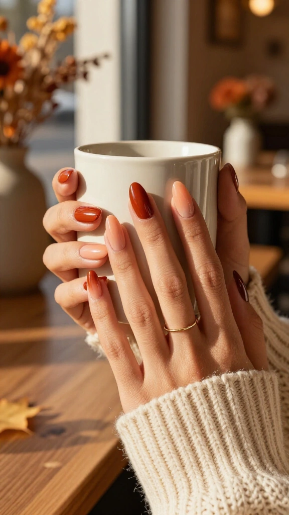Warm Terracotta Aura Nails