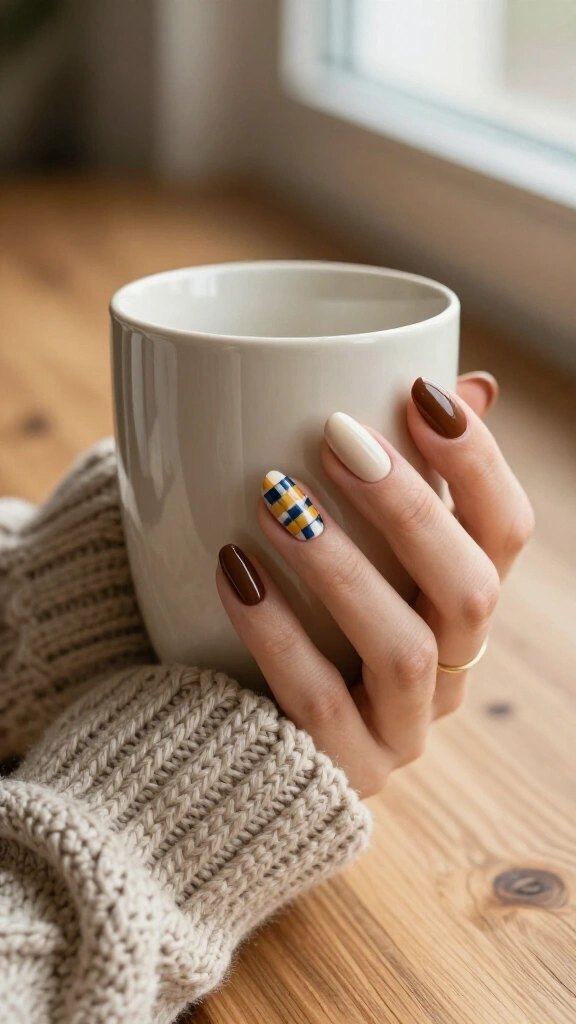 Cozy Plaid Flannel Accent Nails