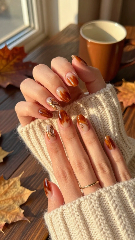 Burnt Caramel Marble Swirls
