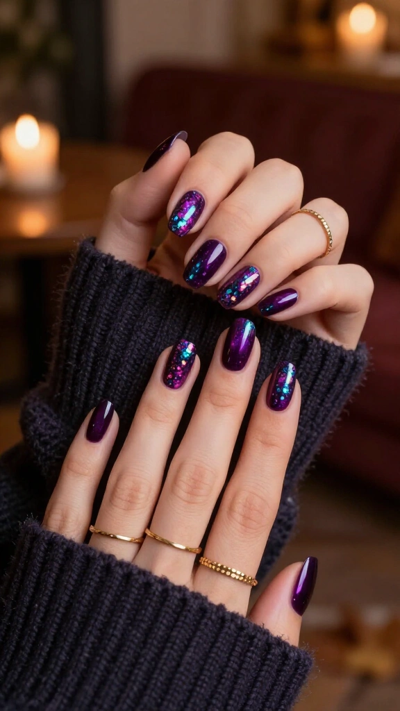 Amethyst Plum with Holographic Flakes