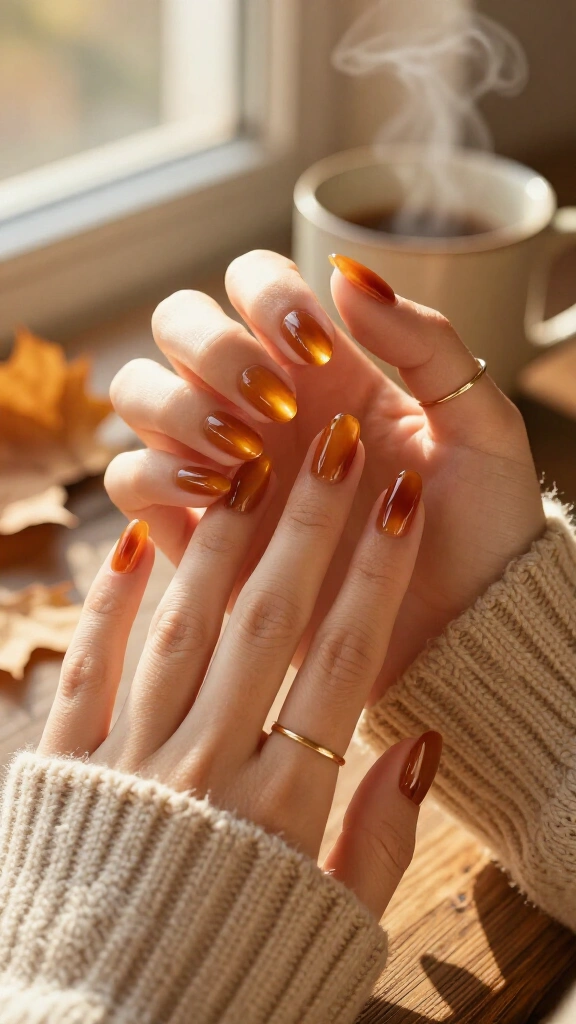 Honey Amber Glass Nails
