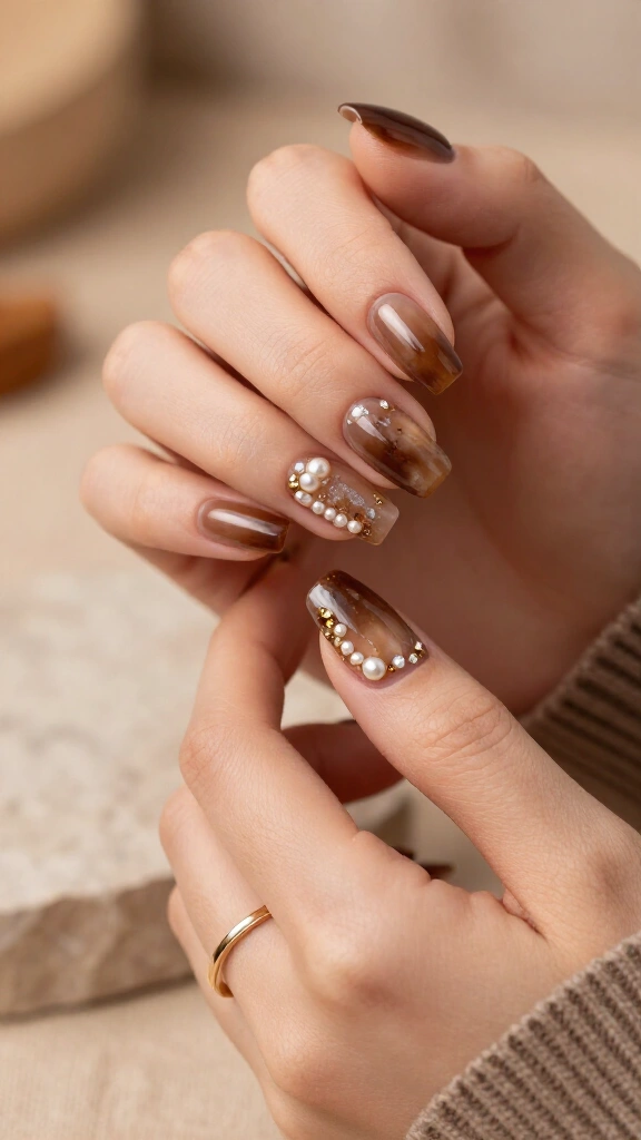 Smoked Quartz 3D Pearl Accents