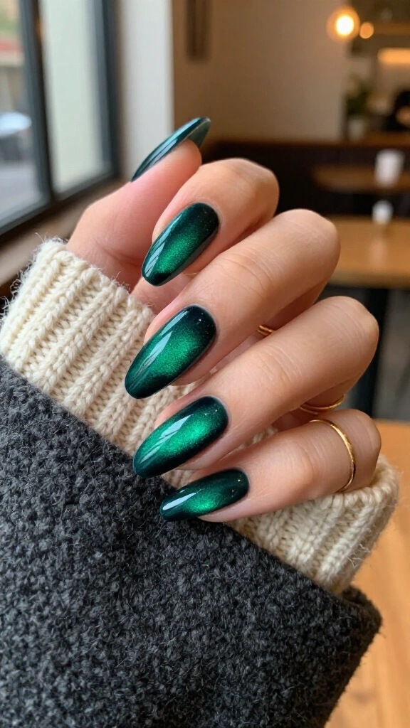 Emerald Green Velvet Cat-Eye