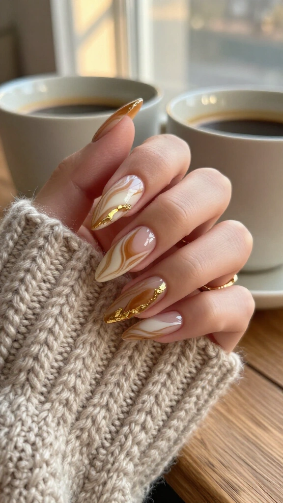 Chai Latte Swirls with Golden Veining