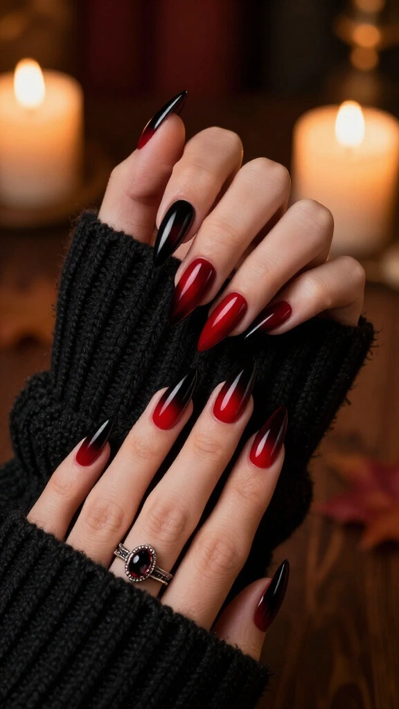 Blood-Red Ombré Vampire Tips