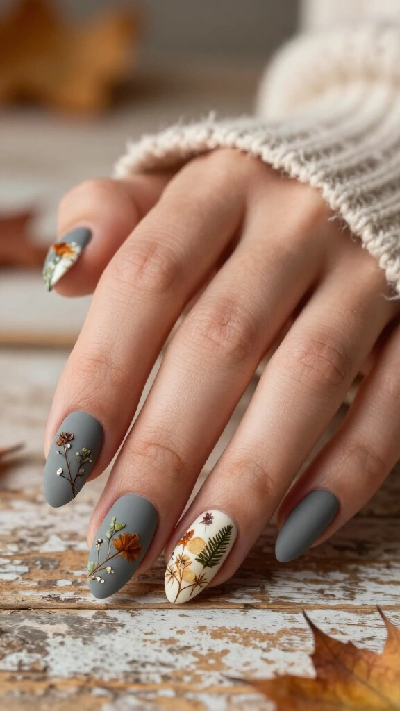 Dried botanical florals on matte slate