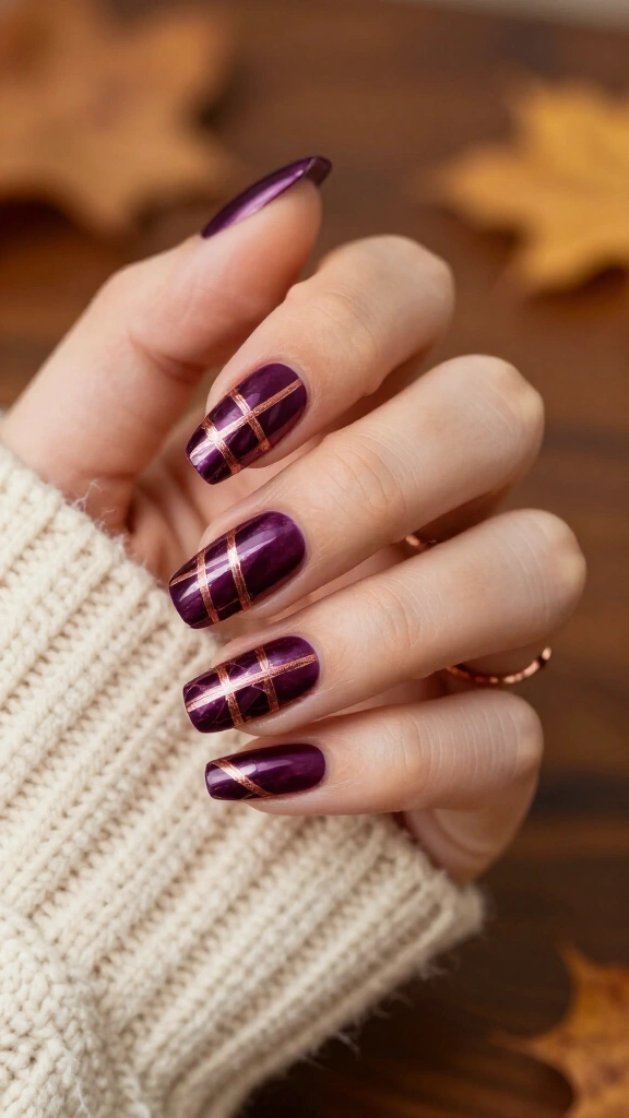 Rich Plum Velvet and Foil Plaid