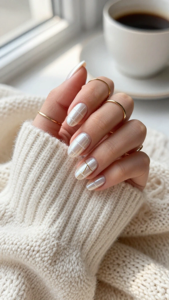 Frosted Chrome and White Winter-Fall Plaid