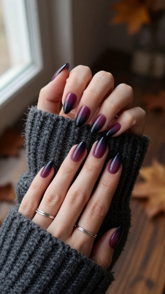 Plum to charcoal ombré