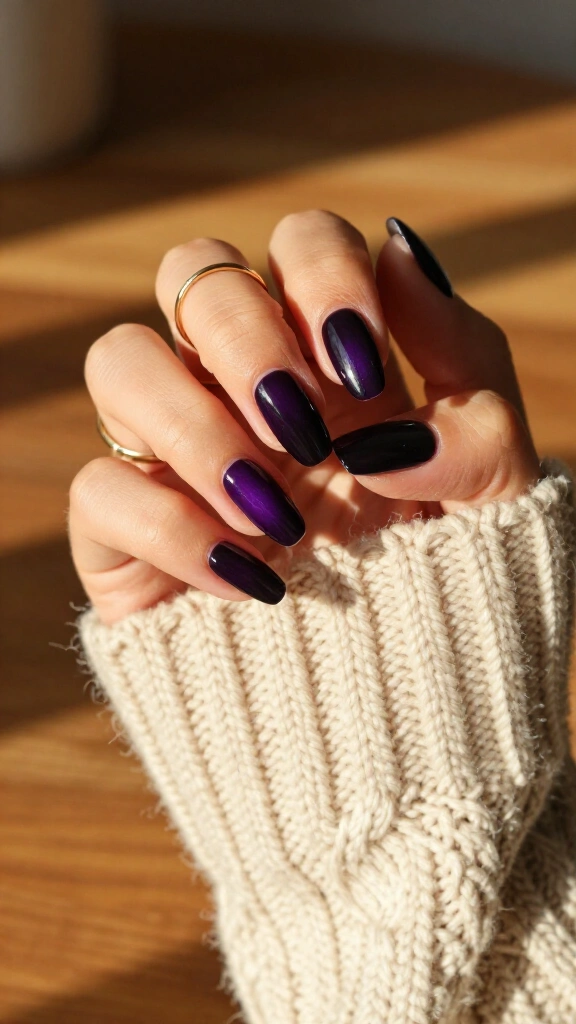Midnight Blackberry High-Gloss Coffin Nails