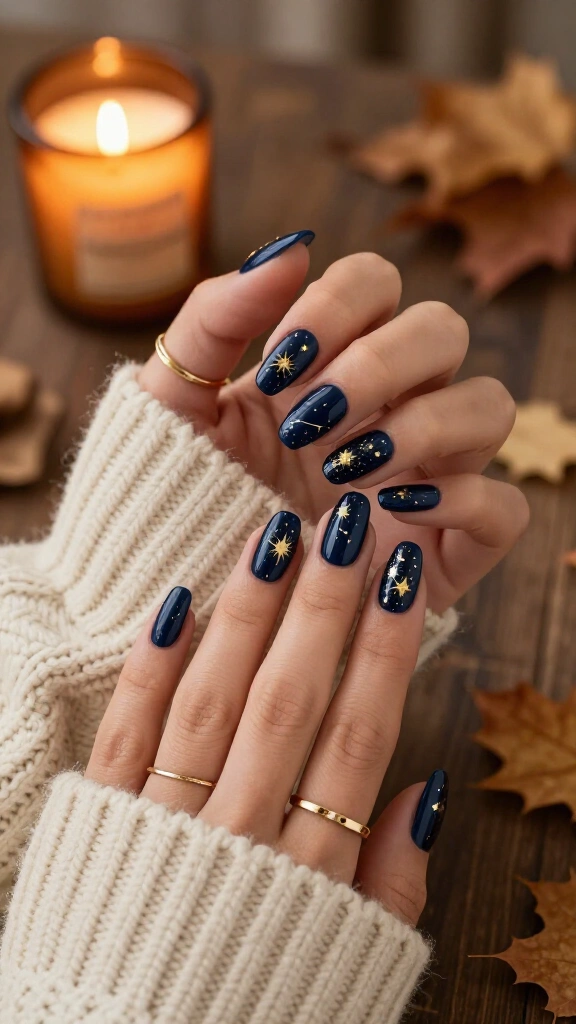 Celestial Midnight Navy & Gold Stars