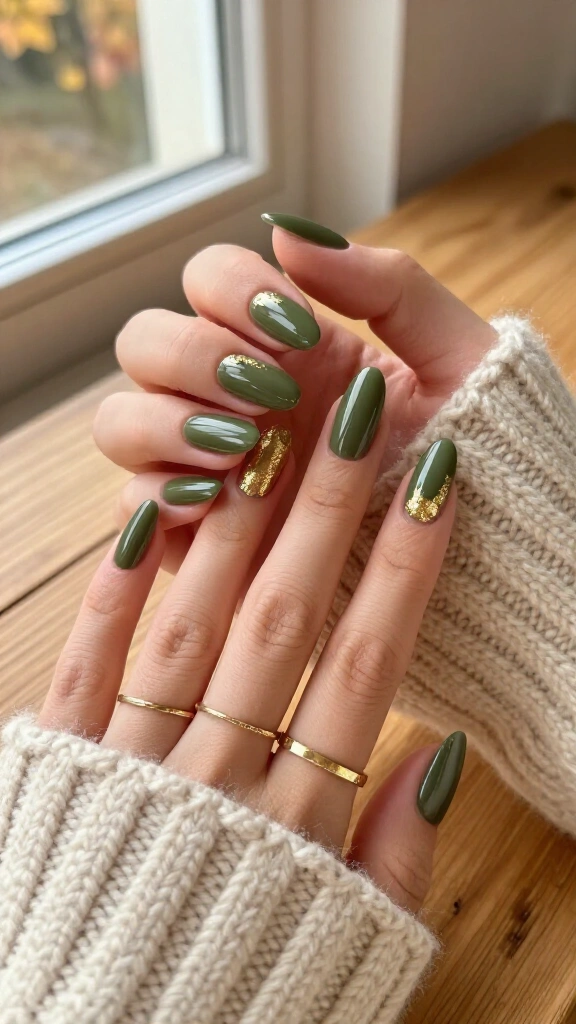 Olive Green with Gold Leaf Edges