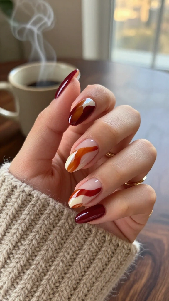 Abstract Moody Burgundy Swirls