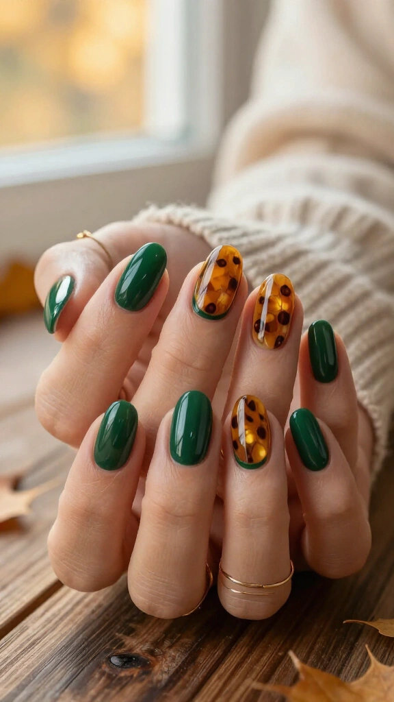 Tortoise Shell with Emerald Green Accents