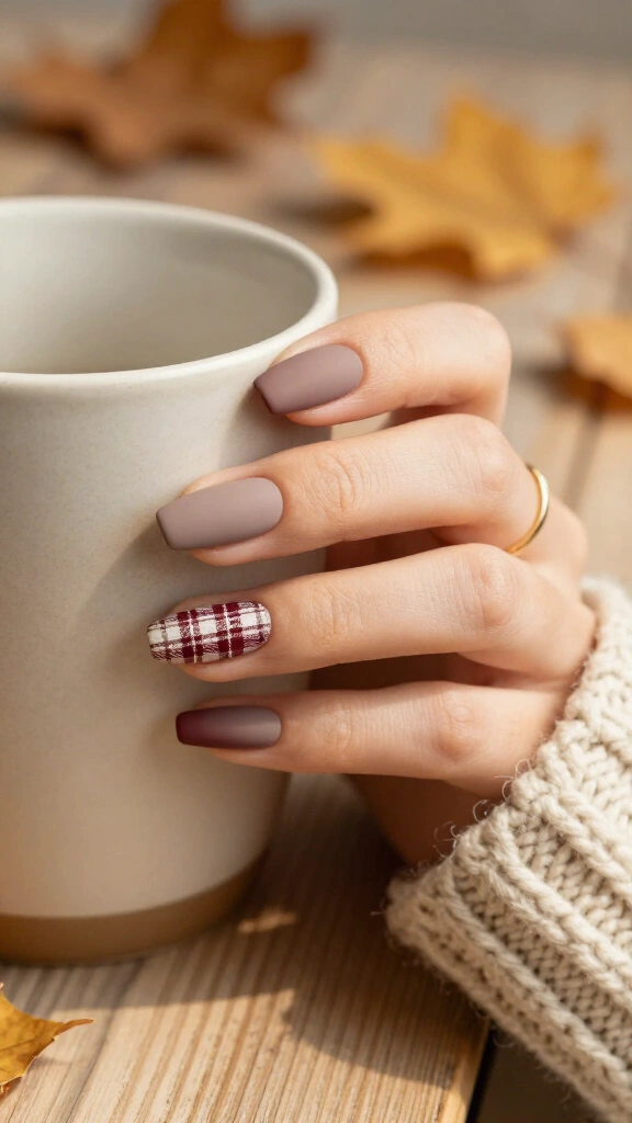 Flannel Plaid Accent Nails