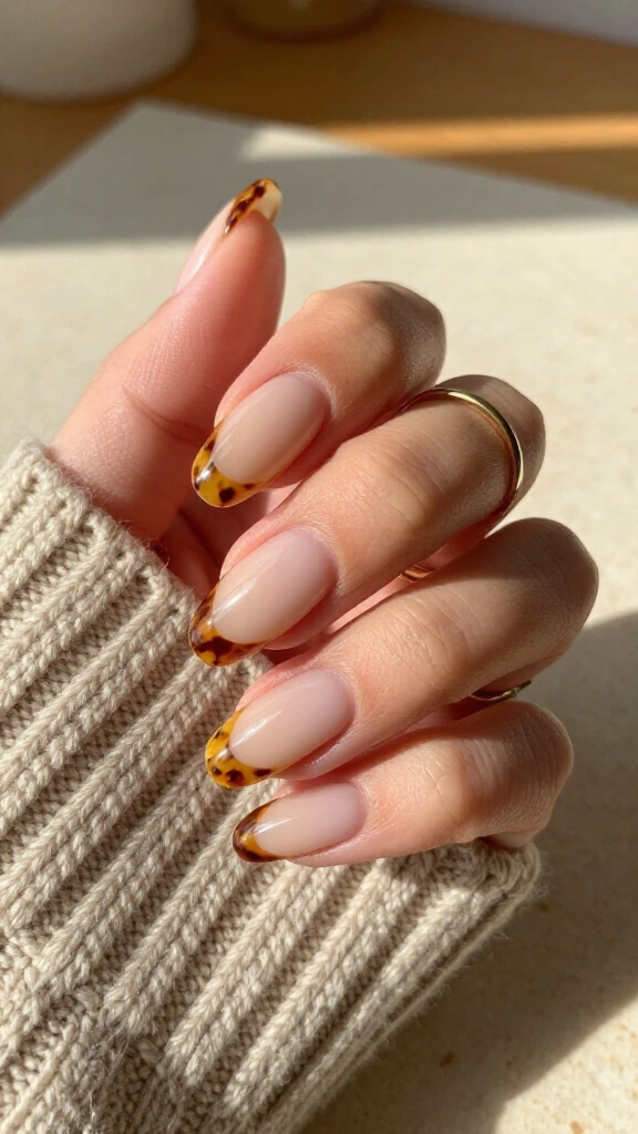Tortoiseshell micro French tips