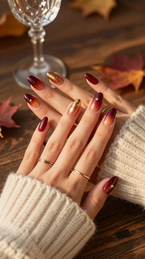 Burgundy Wine & Golden Sparkle