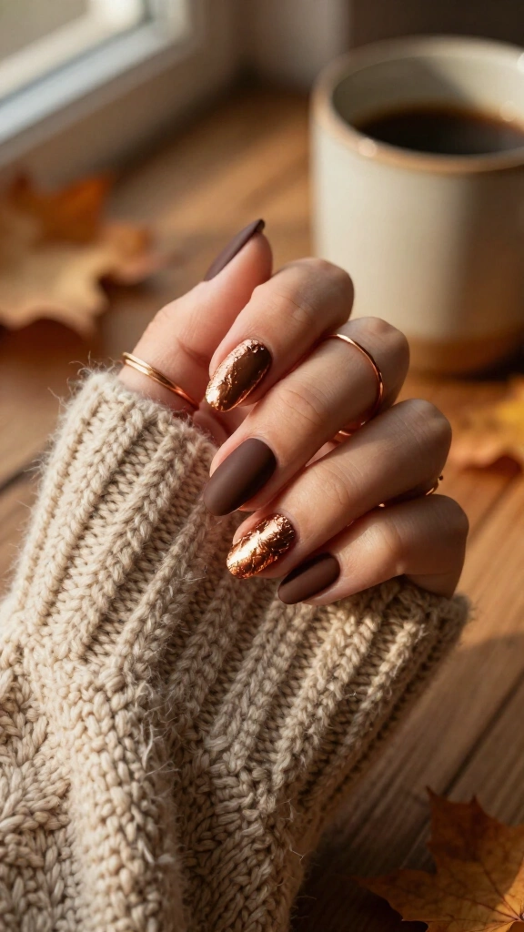 Copper Leaf over Matte Cocoa