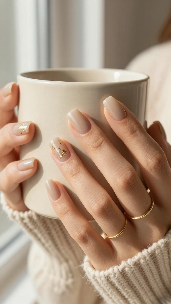 Milky Oatmeal with Gold Foil Flecks