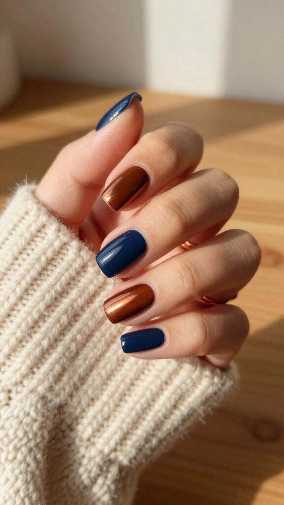 Modern Navy and Cognac Split Line
