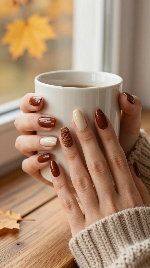 Chestnut Brown 3D Knit Cable Accents