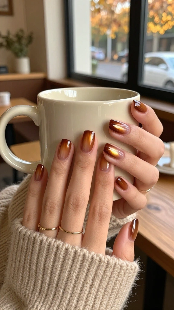 Toffee Brown Aura Nails