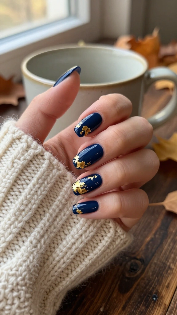 Midnight Navy with Gold Foil Flecks