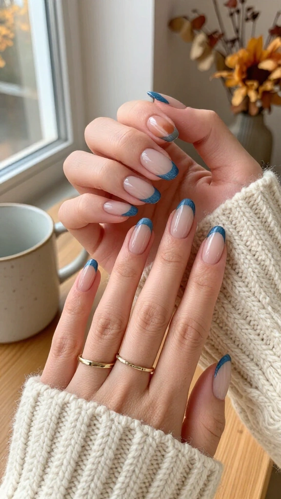 Dusty Denim Micro French Tips