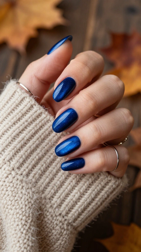 Moody Cobalt Blue Velvet Cat-Eye