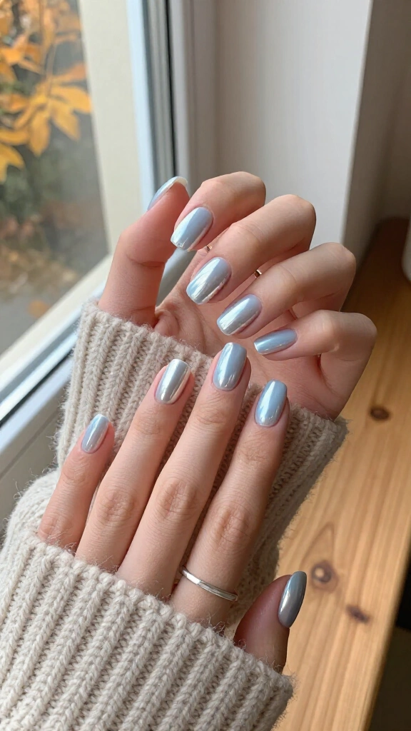 Glazed icy chrome blue