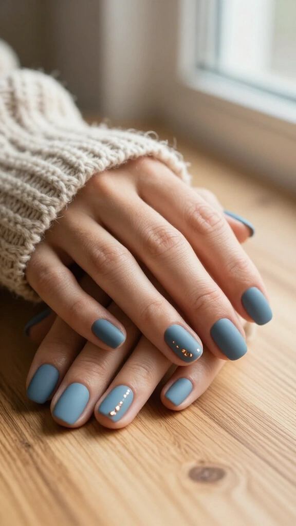Matte Slate Blue Minimalist Dots