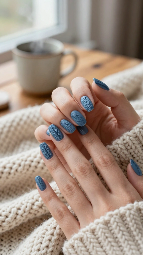 Steel Blue Cable Knit Texture