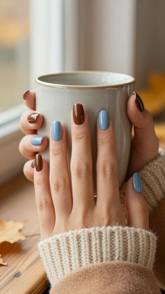 Powder Blue and Warm Espresso Half-Dips