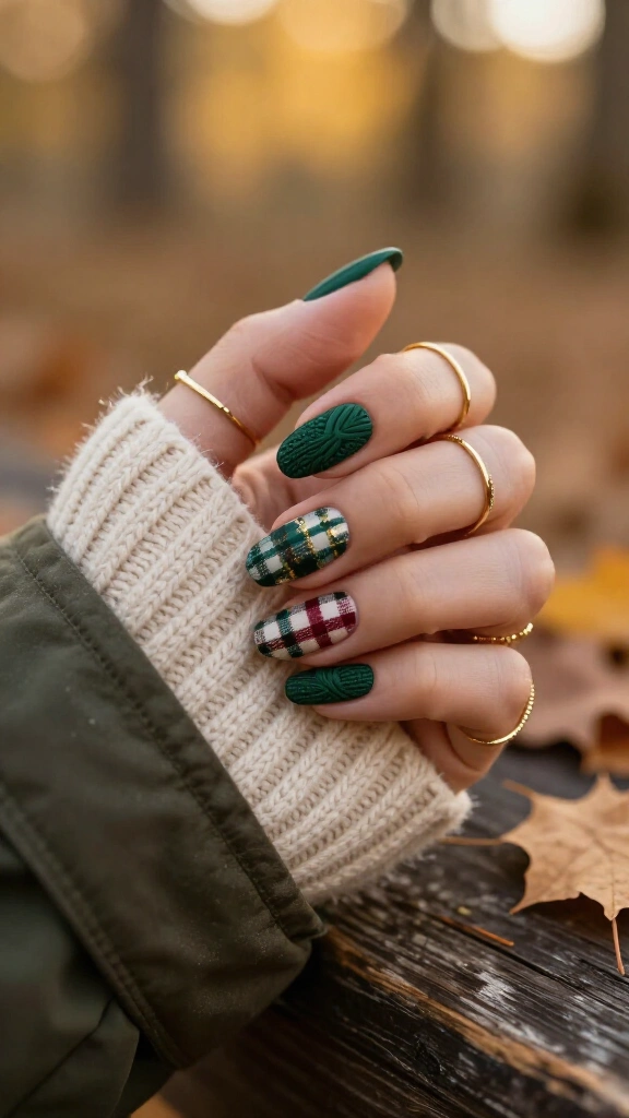 Forest Green Plaid and Cable Fusion
