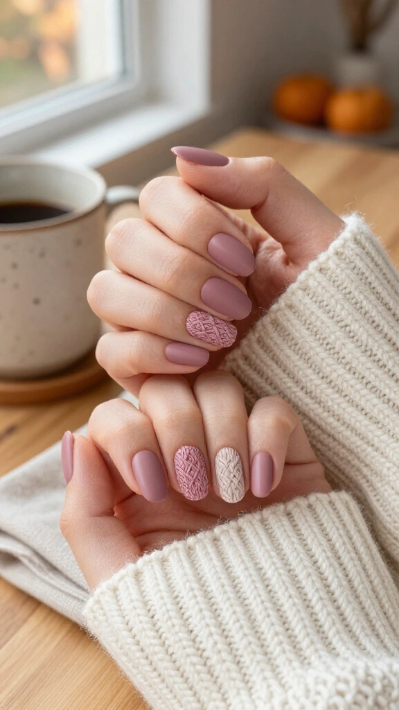 Dusty Rose Cardigan Nails