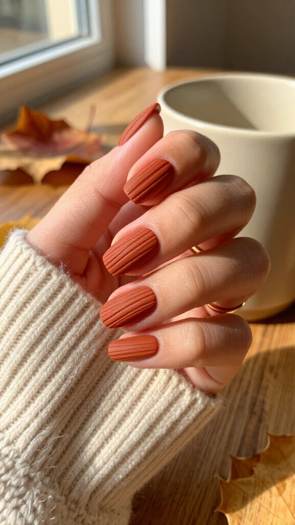 Terracotta Ribbed Sweater Texture
