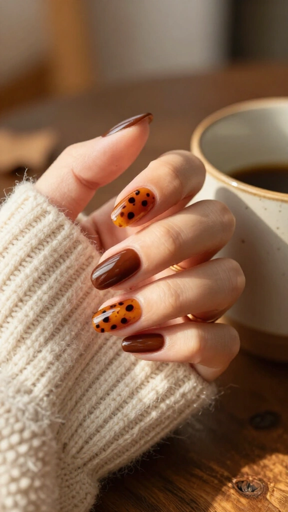 Tortoiseshell Accent Nail