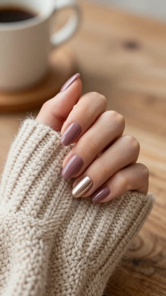Mauve & Metallic Accent Lines