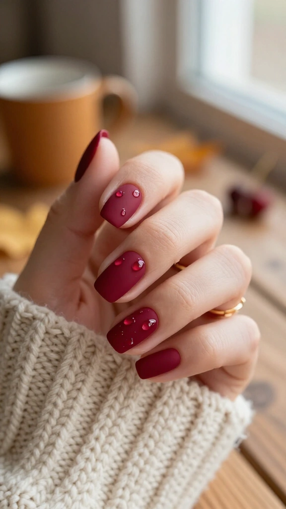 Matte Cranberry with Glossy Drops