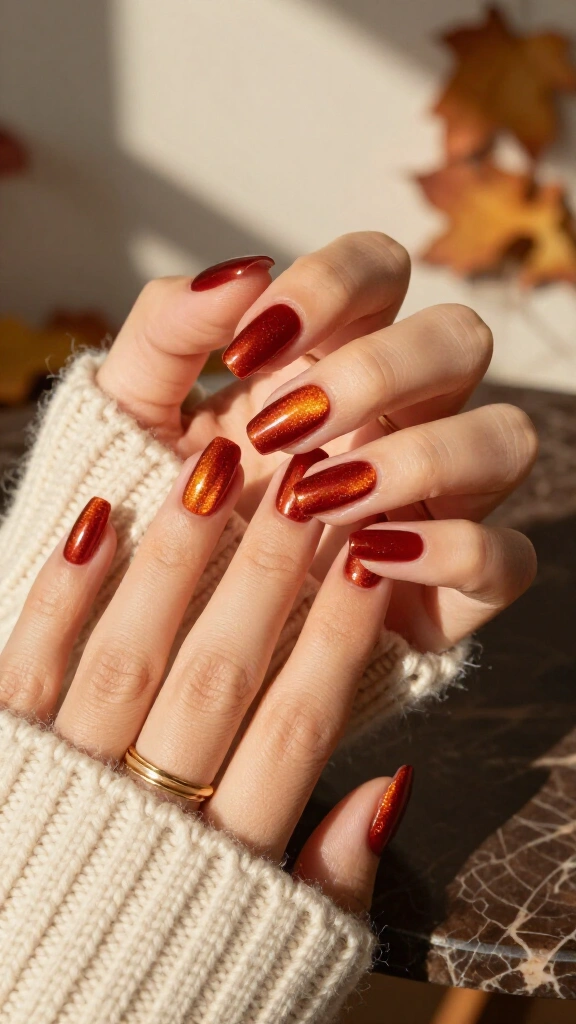 Deep Blood Orange Velvet Cat-Eye