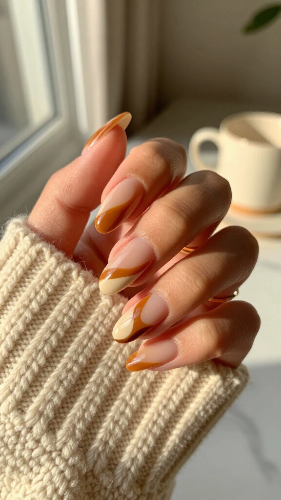 Abstract Ochre and Toffee Swirls