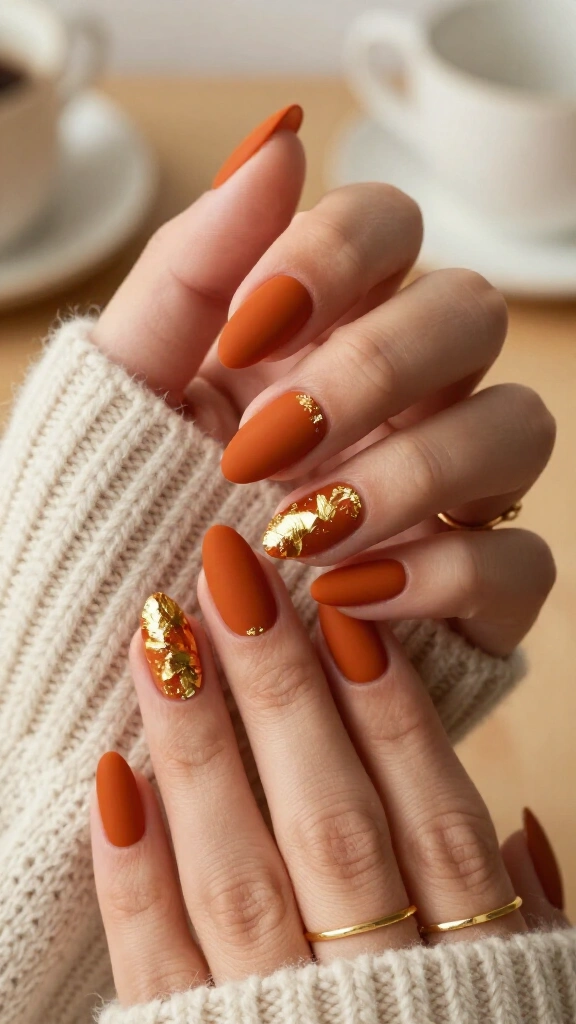 Matte Cinnamon Orange with Gold Foil