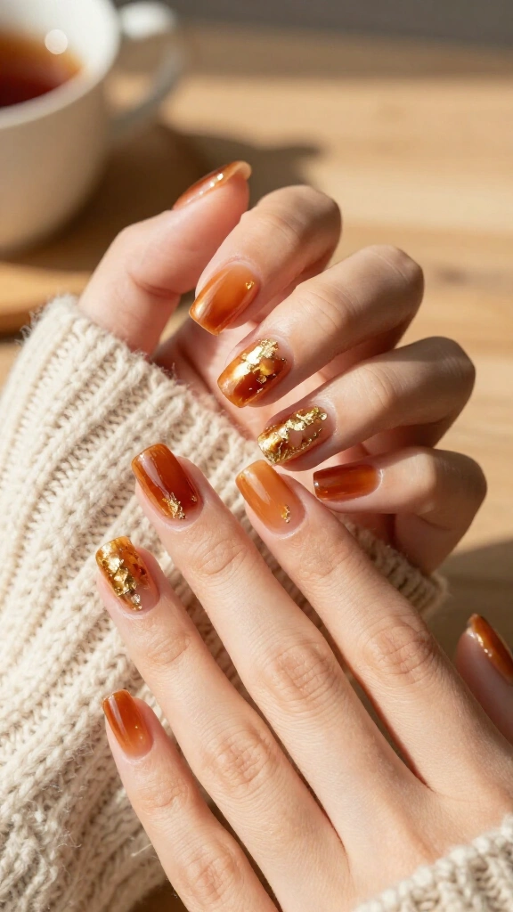 Amber Glass & Foil Accents