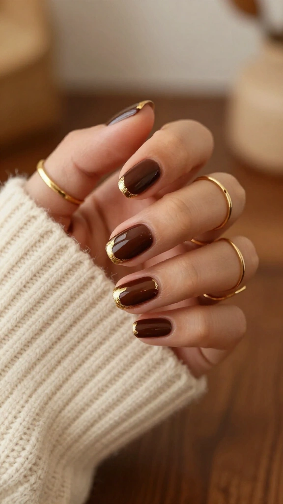 Espresso & Gold Foil Cuticle Cuffs
