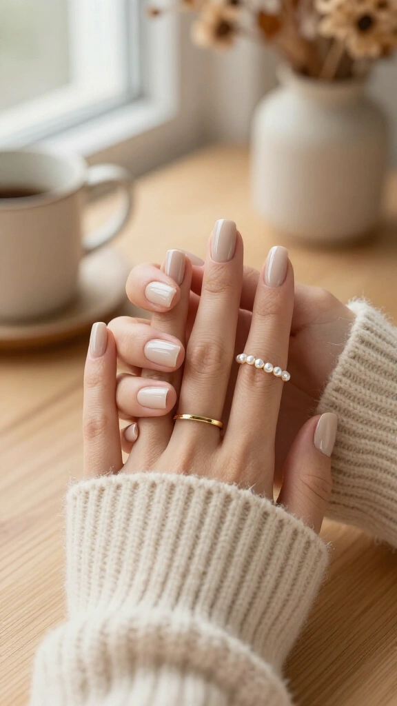 Soft Cashmere Nude with Pearl Details
