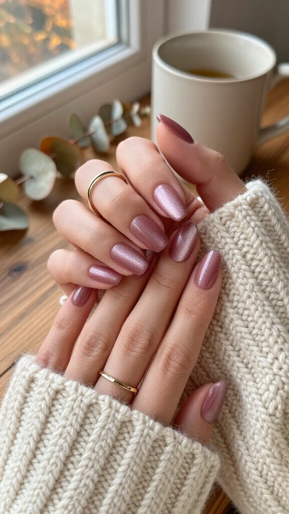 Dusty Rose Velvet Nails