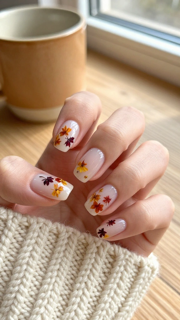 Delicate Pressed Florals on Sheer Milkbath Base
